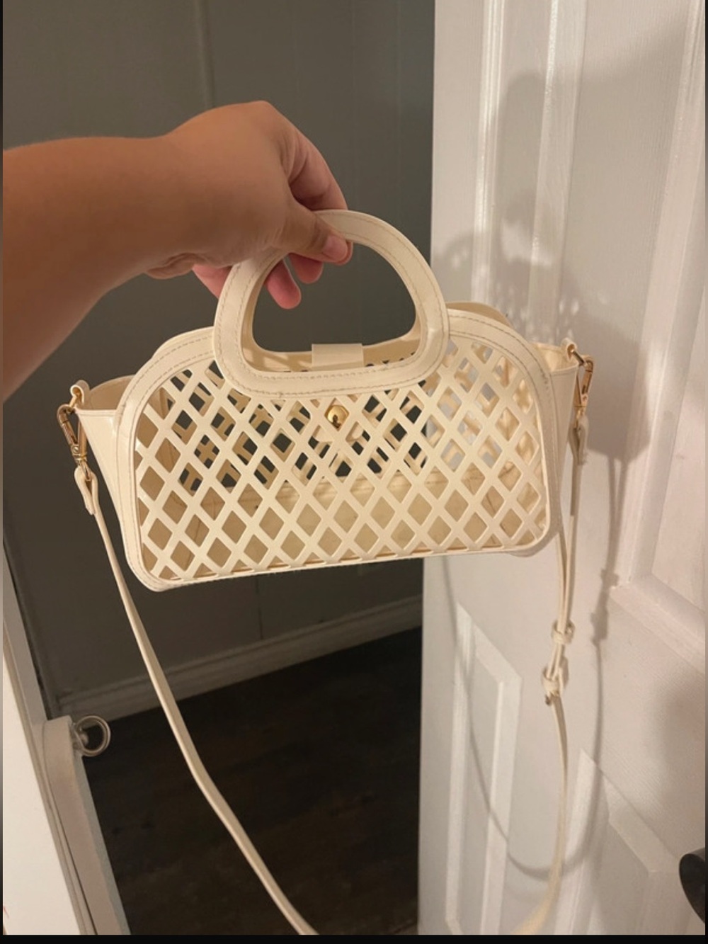 a new day Jelly Cream Cutout Crossbody Bag with Top Handles